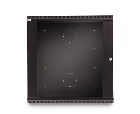 Rear view of the 12U LINIER® swing-out wall mount cabinet showing mounting holes