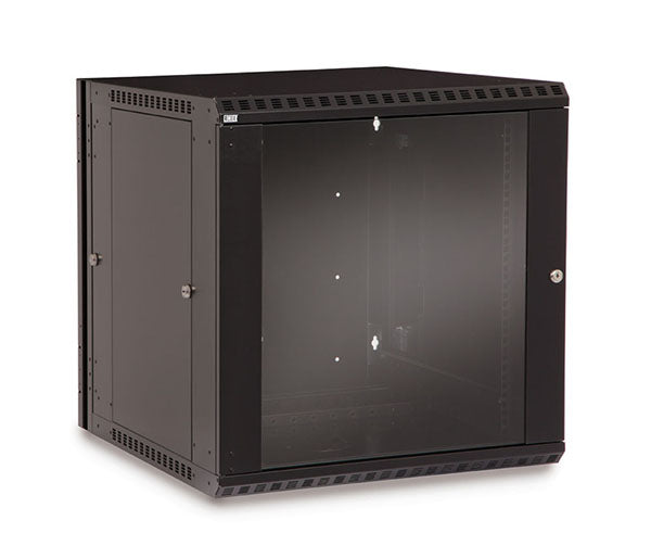 12U LINIER® swing-out wall mount cabinet with a closed glass door