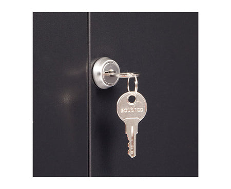Key attached to the lock of the 12U LINIER® swing-out wall mount cabinet