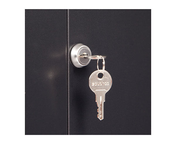 Key attached to the lock of the 12U LINIER® swing-out wall mount cabinet