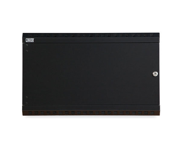 6U LINIER wall mounted cabinet with solid door in a closed position