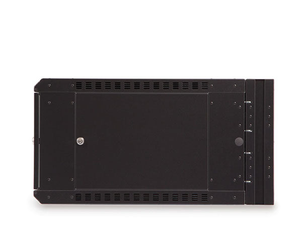 Frontal view of 6U LINIER swing-out wall mount cabinet with side door closed