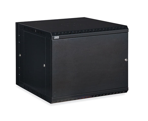 9U LINIER Swing-Out Wall Mount Cabinet with a closed solid door