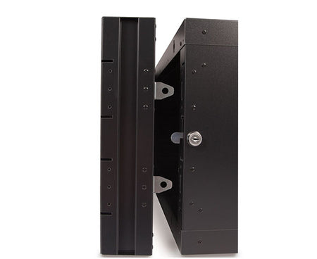 Side view of the 12U LINIER Swing-Out Wall Mount Cabinet with side latch mechanism