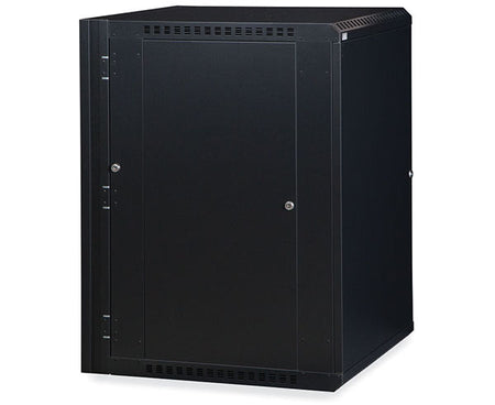 18U LINIER® Swing-Out Wall Mount Cabinet featuring its solid metal door