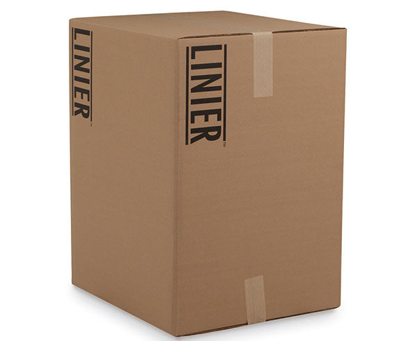 Packaging box labeled "LINIER" for the 18U Swing-Out Wall Mount Cabinet