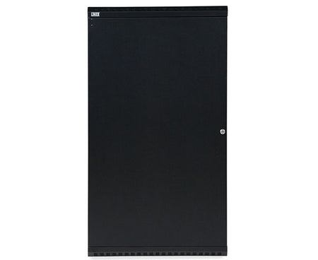 Profile view of the LINIER wall mount cabinet with solid front door