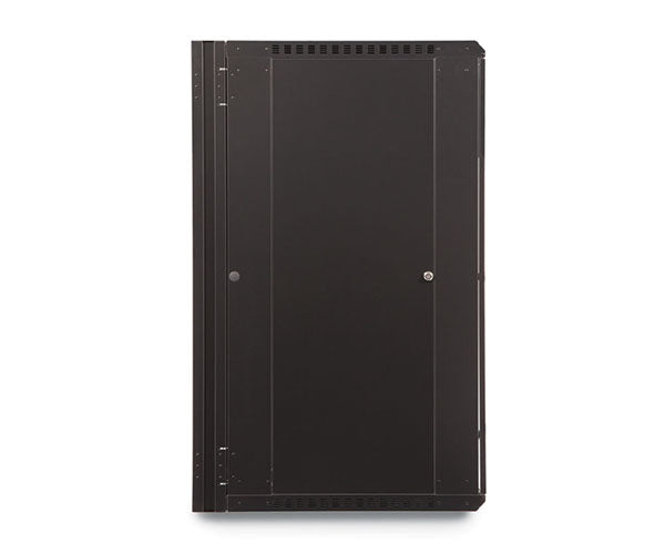 Side view of the LINIER 22U swing-out wall mount cabinet with the door closed