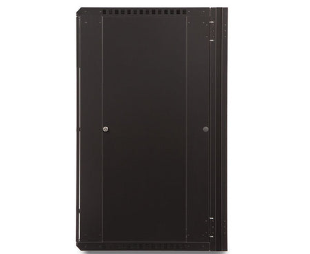 Solid metal door feature of the LINIER 22U wall mount cabinet
