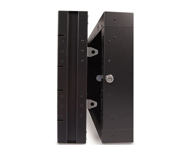 Alternate angle of the 15U LINIER® swing-out wall mount cabinet with open frame