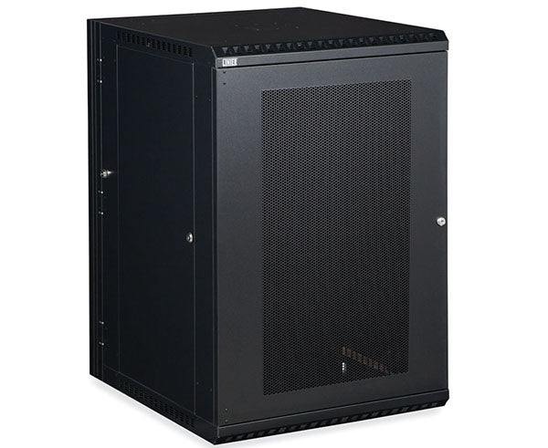 Closed vented door on the 18U LINIER® Swing-Out Wall Mount Cabinet