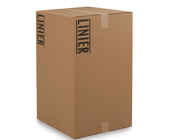 Packaging box of the 22U LINIER® Swing-Out Wall Mount Cabinet with branding