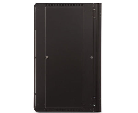 Side angle of the 22U LINIER® Swing-Out Wall Mount Cabinet showcasing the solid side panel