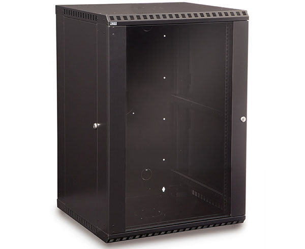 18U LINIER Fixed Wall Mount Cabinet with secure door closed
