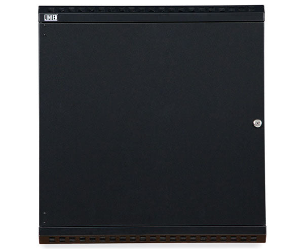 Solid door of the 12U LINIER fixed wall mount cabinet viewed from the front
