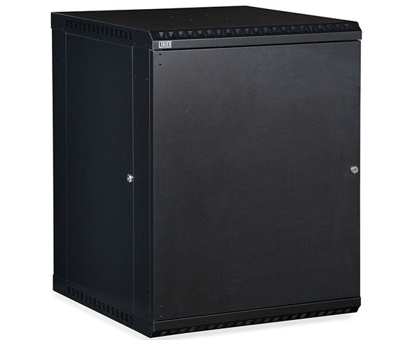 Exterior view of the 15U LINIER Fixed Wall Mount Cabinet with the door closed