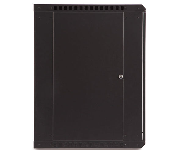 Side angle view of the closed 15U LINIER Fixed Wall Mount Cabinet