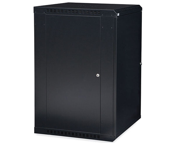 Exterior view of the 18U LINIER Fixed Wall Mount Cabinet with the door closed