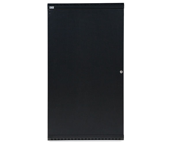 Front perspective of the 22U LINIER Fixed Wall Mount Cabinet with closed door