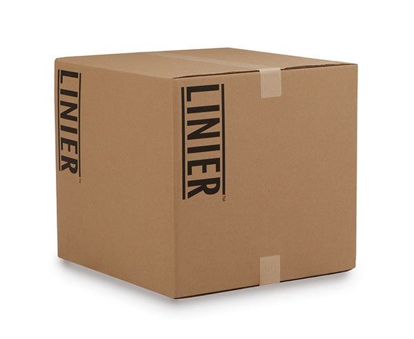 Detail of the LINIER branding on the 9U Fixed Wall Mount Cabinet's packaging