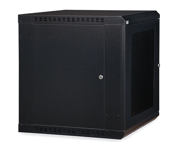 Exterior view of the 12U LINIER Fixed Wall Mount Cabinet with the door closed