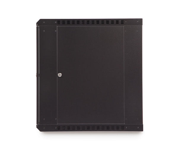 Front view of the 12U LINIER Fixed Wall Mount Cabinet with closed vented door