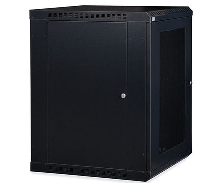Exterior view of the 15U LINIER Fixed Wall Mount Cabinet with the door closed