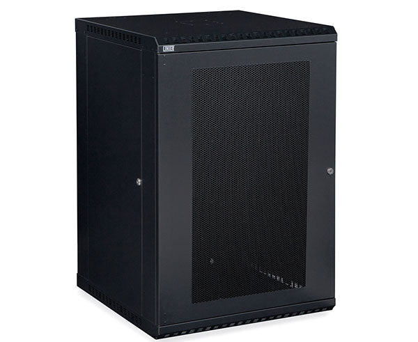 Side view of the 18U LINIER Fixed Wall Mount Cabinet with closed door
