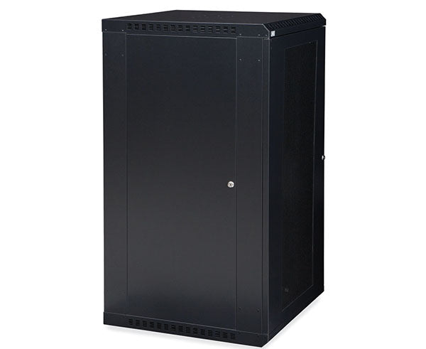Closed 22U LINIER® Fixed Wall Mount Cabinet with vented door showing exterior