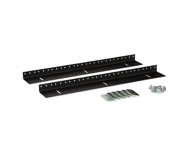 Two vertical mounting rails with pre-tapped holes for a 9U LINIER® wall mount cabinet