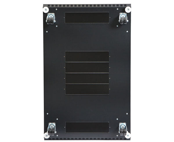 Bottom panel of 37U LINIER server cabinet with cable entry cutouts