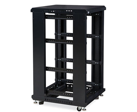 22U LINIER server cabinet with four adjustable rails and mobility casters