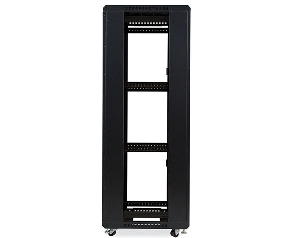 37U LINIER server cabinet framework with multiple shelf levels and mobility casters