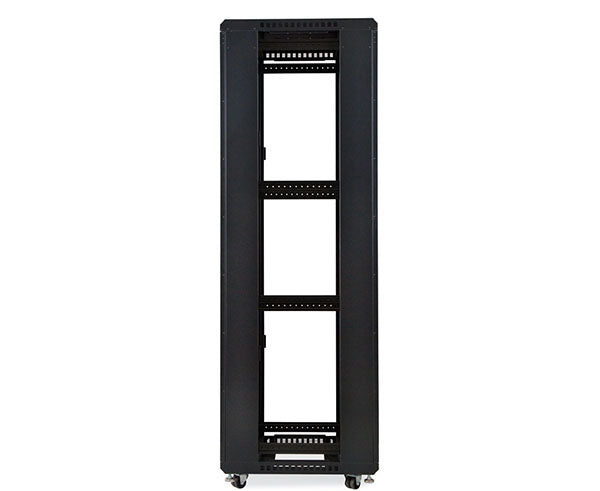 42U LINIER server cabinet structure with caster wheels and four adjustable shelves