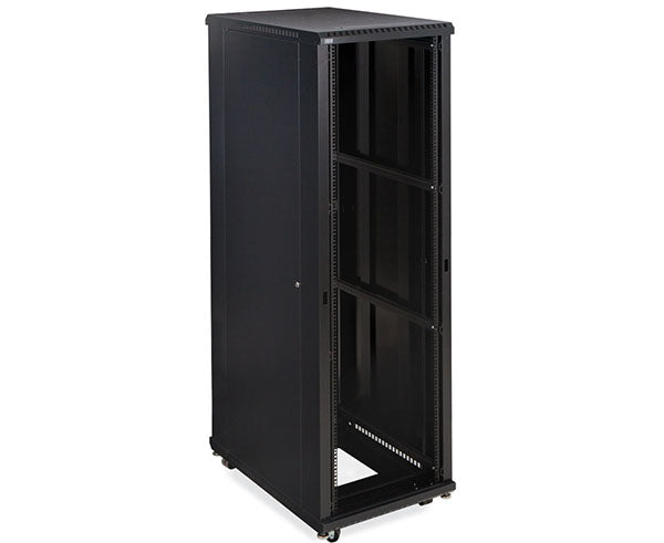 42U LINIER server cabinet with an open view to illustrate interior rack space