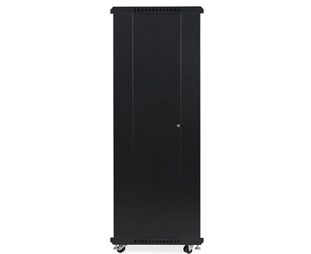 Side view of the 37U LINIER server cabinet on casters for easy mobility