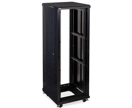 Interior view of the 37U LINIER server cabinet showing an open frame and an internal shelf
