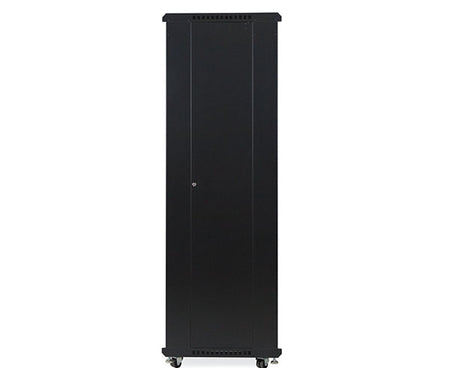 Side view of the 42U LINIER® Server Cabinet on wheels, showcasing the stability design