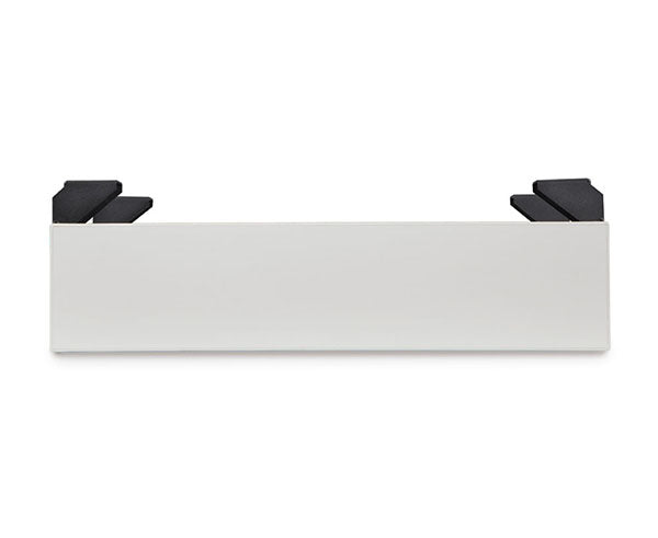 Folkstone LAN station utility drawer featuring a white drawer face and black mounts
