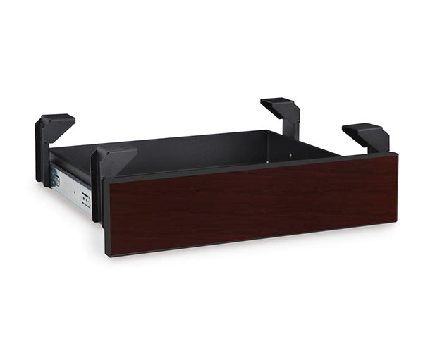 Sophisticated drawer with a rich African Mahogany finish and contrasting black details
