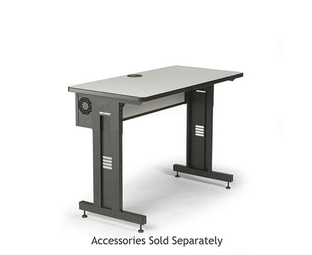 Professional training table with a white surface and contrasting black legs