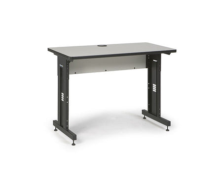 Folkstone training desk with a sleek gray surface and sturdy black legs