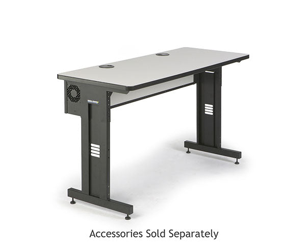 Folkstone 60" wide training desk with a gray surface and contrasting black legs