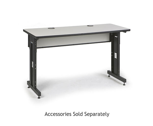 Side view of a 60" W x 24" D Folkstone training table with black legs