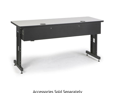 Folkstone training table featuring a contrast of white surface and black edges