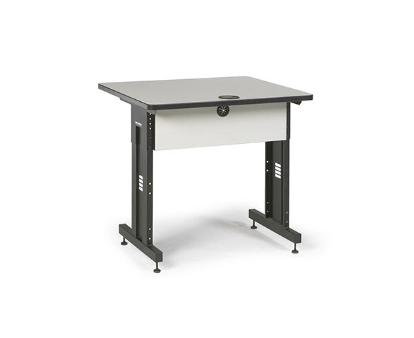 Contemporary training table with a folkstone black surface and gray accents