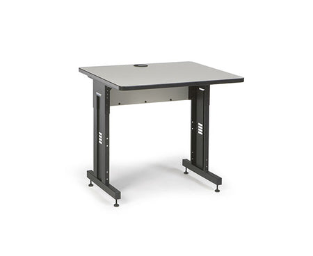 Two-toned training table with a folkstone gray top and black frame