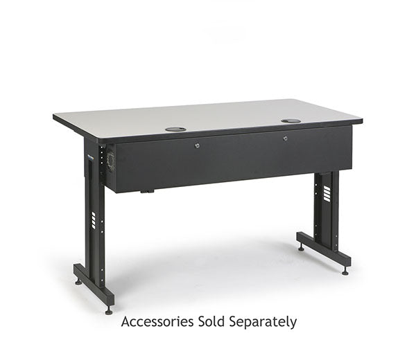 60-inch W x 30-inch D training table in folkstone with gray top and black legs