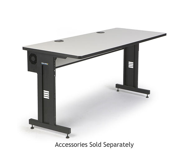 Office training table with a spacious Folkstone grey worktop and black supports