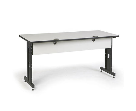 Modern training table featuring a Folkstone grey top and contrasting black legs